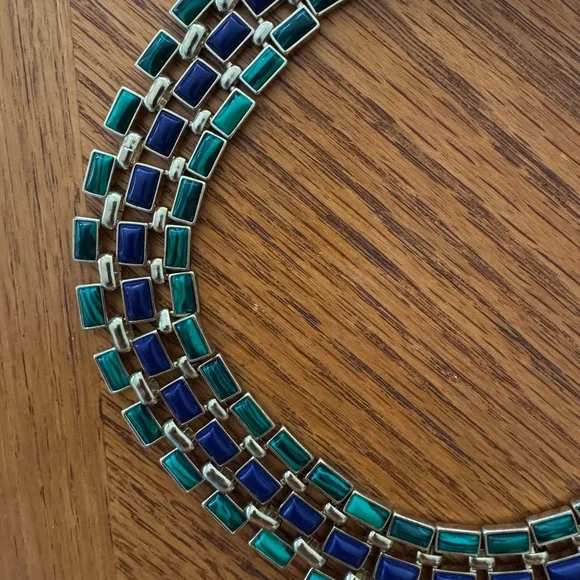 New Vintage Green and Blue Gold House of Harlow Collar Necklace - Picture 3 of 5